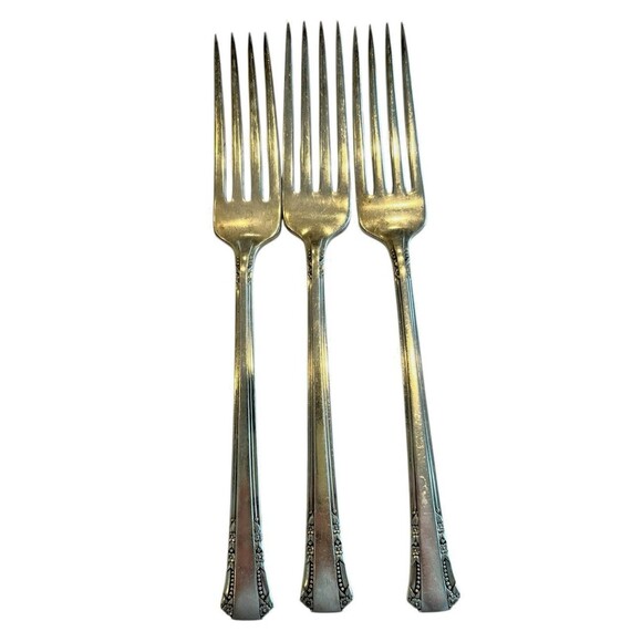 1881 Rogers Del Mar Vintage Silverplate Oneida Silver Forks 3 Pcs 2410 - Picture 4 of 5